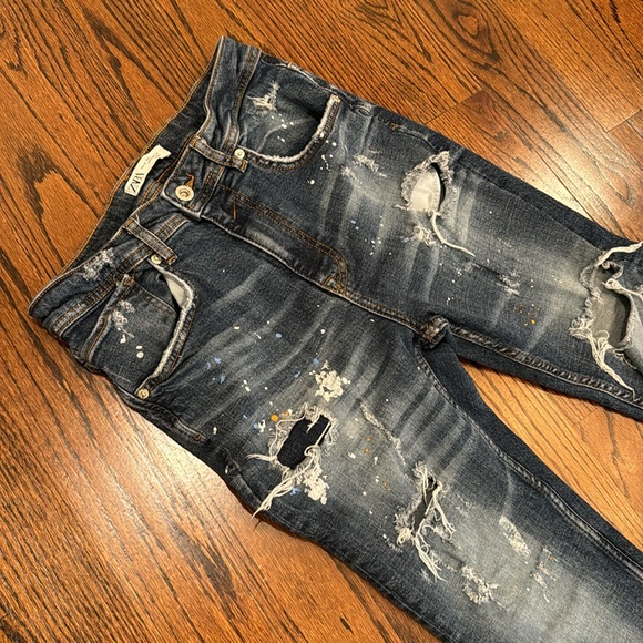 ZARA MENS SKINNY JEANS WITH PAINT SPLATTER SIZE 31 - Picture 4 of 14
